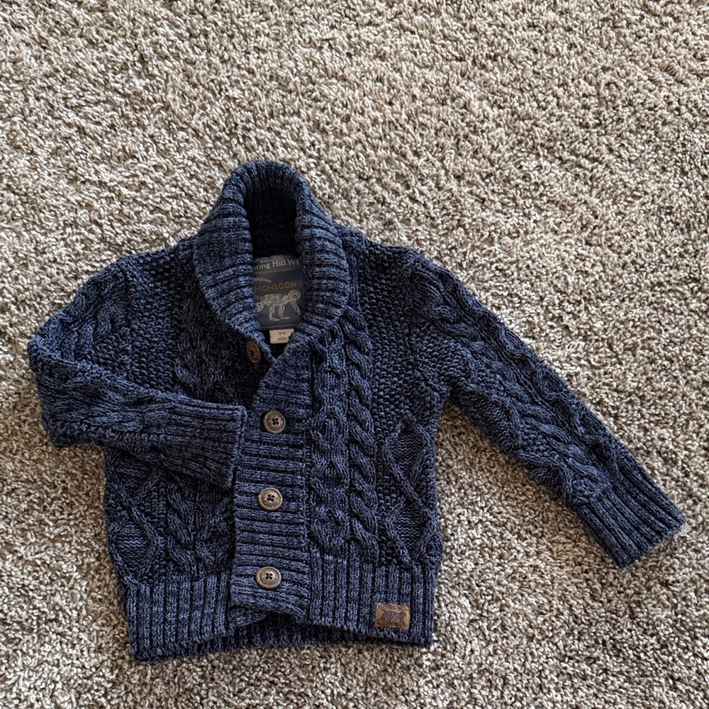 NOTTING HILL W11 MONSOON BABY 3-6 MONTH CABLE KNIT SWEATER EUC